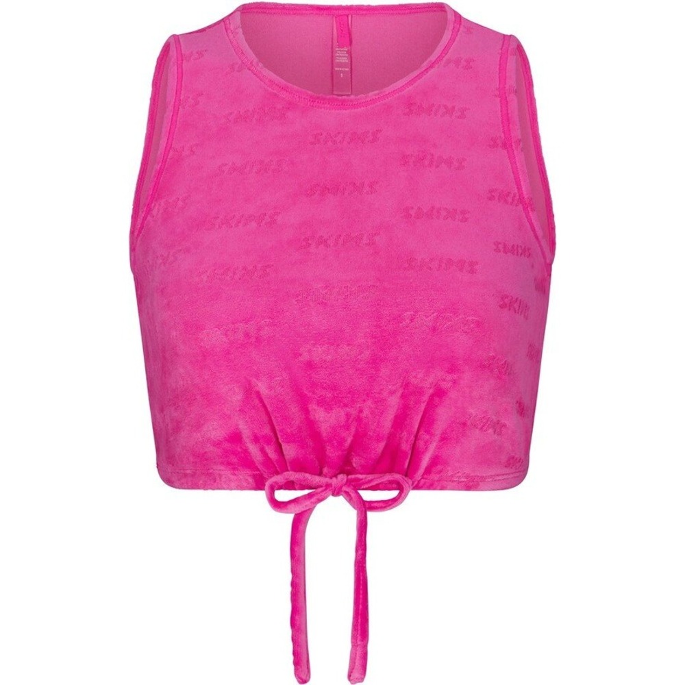 SKIMS Logo Velour Tie Tank Hot Pink‎ Sleeveless Crop size XS